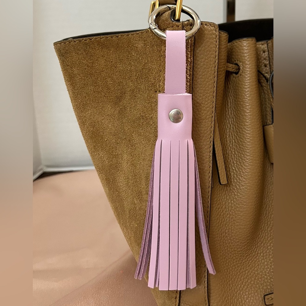 Pinkish-Lavender Leather Tassel Bag Charm